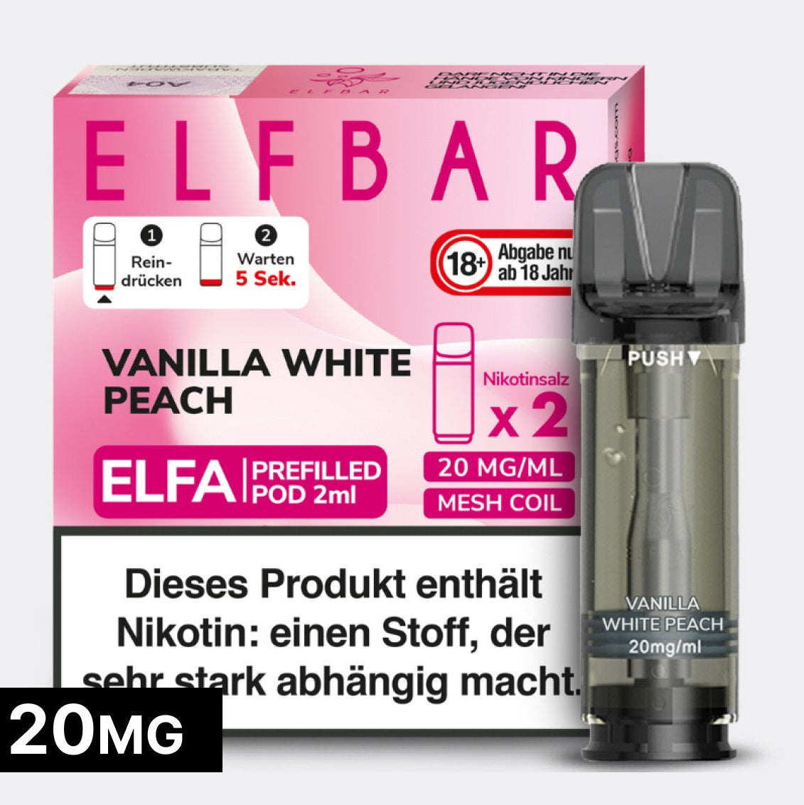 VANILLA WHITE PEACH – Elf Bar ELFA – 2er Pack
